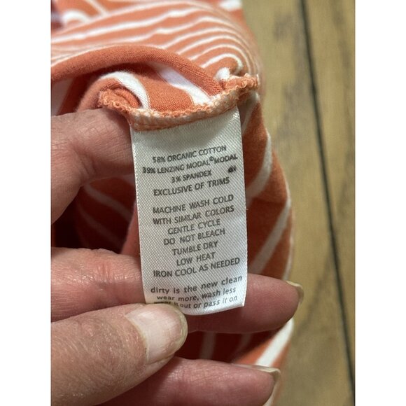 Toad &Co Muse Midi Dress Women’s M Orange Stripe Adjustable Drawcord Pocket - Picture 7 of 11